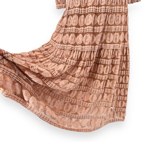 Sundance Women's Grace In Lace Midi Dress Small Orange Romantic Boho - Picture 6 of 14